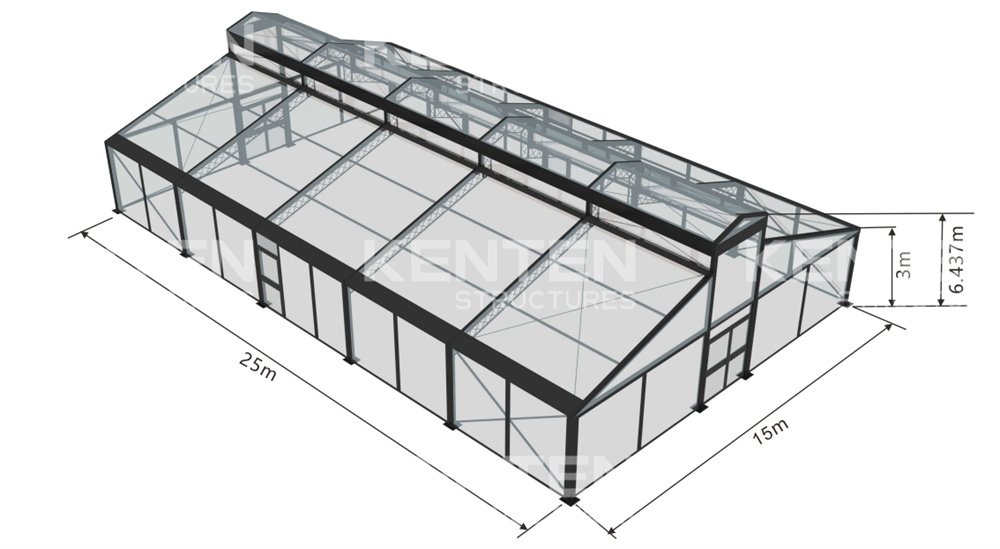 15m x 25m x 3m Atrium Tent | Black Structure Tent