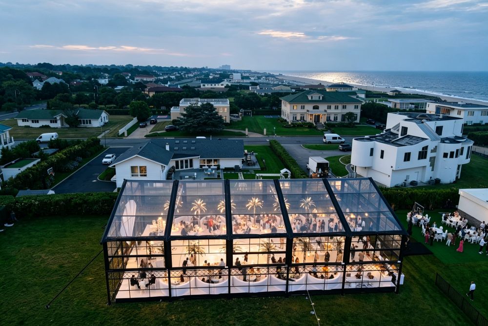 Luxury Black Frame Clear Atrium Glass Tent for High-End Outdoor Events