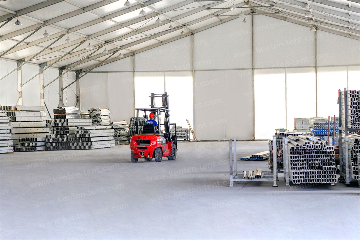 Large outdoor industrial warehouse tent
