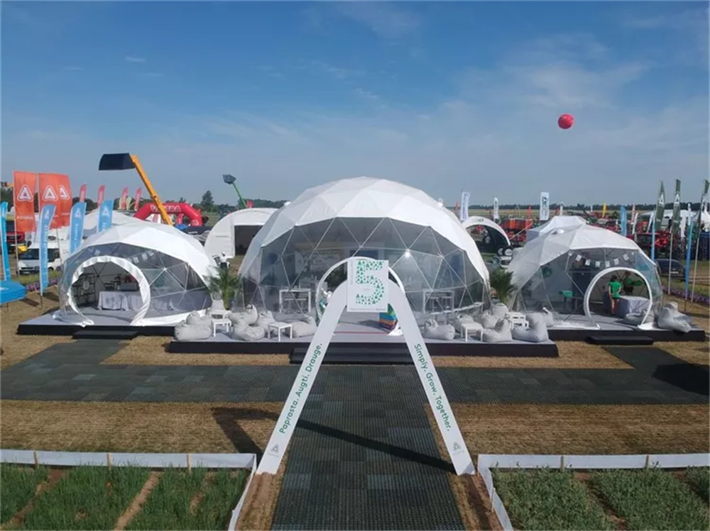 quality PVC fire prevention clear transparent igloo shape 25m trade show dome tent for custom