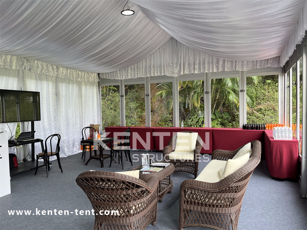 Create the interior space of the event tent