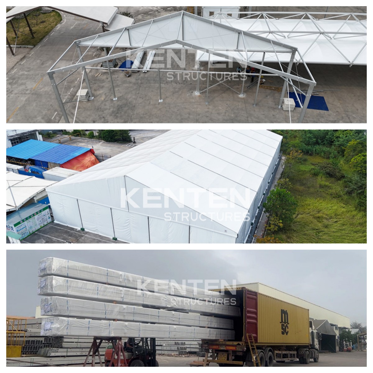 Shipping KENTEN warehouse tents to customers across the United States