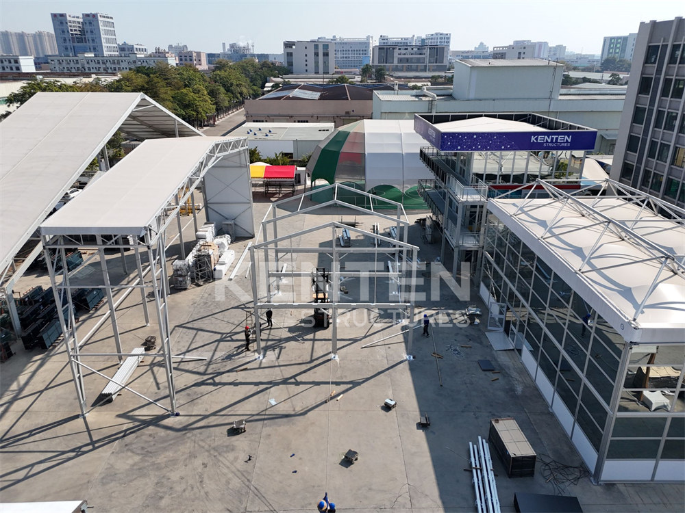 Structural tent trial installation