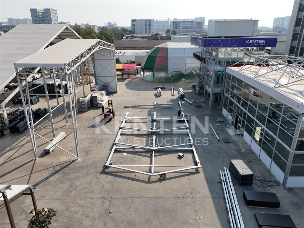 Structural tent trial installation